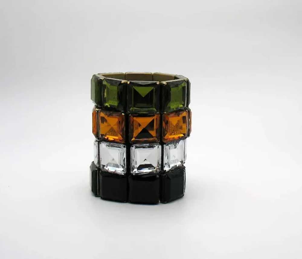 Unusual BOLD Vintage Faceted Resin Stones Stretch… - image 9