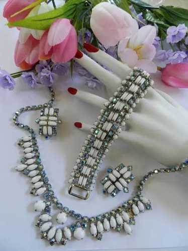 Blue and White Designer Necklace Earrings Bracelet