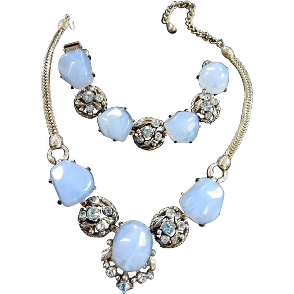 Baby Blue Selro Vintage Necklace and Bracelet - image 1