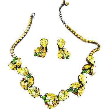 Vintage Huge Designer Necklace and Earrings Perid… - image 1