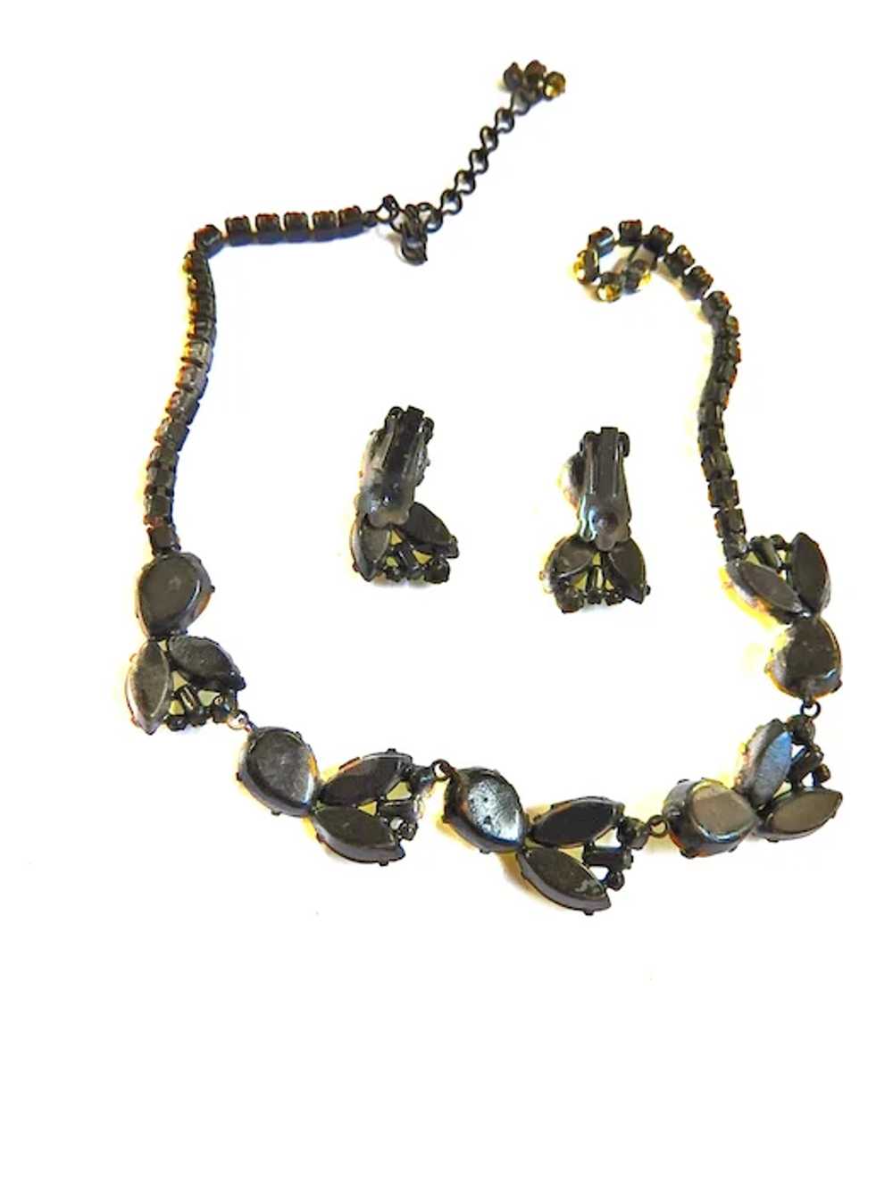 Vintage Huge Designer Necklace and Earrings Perid… - image 3