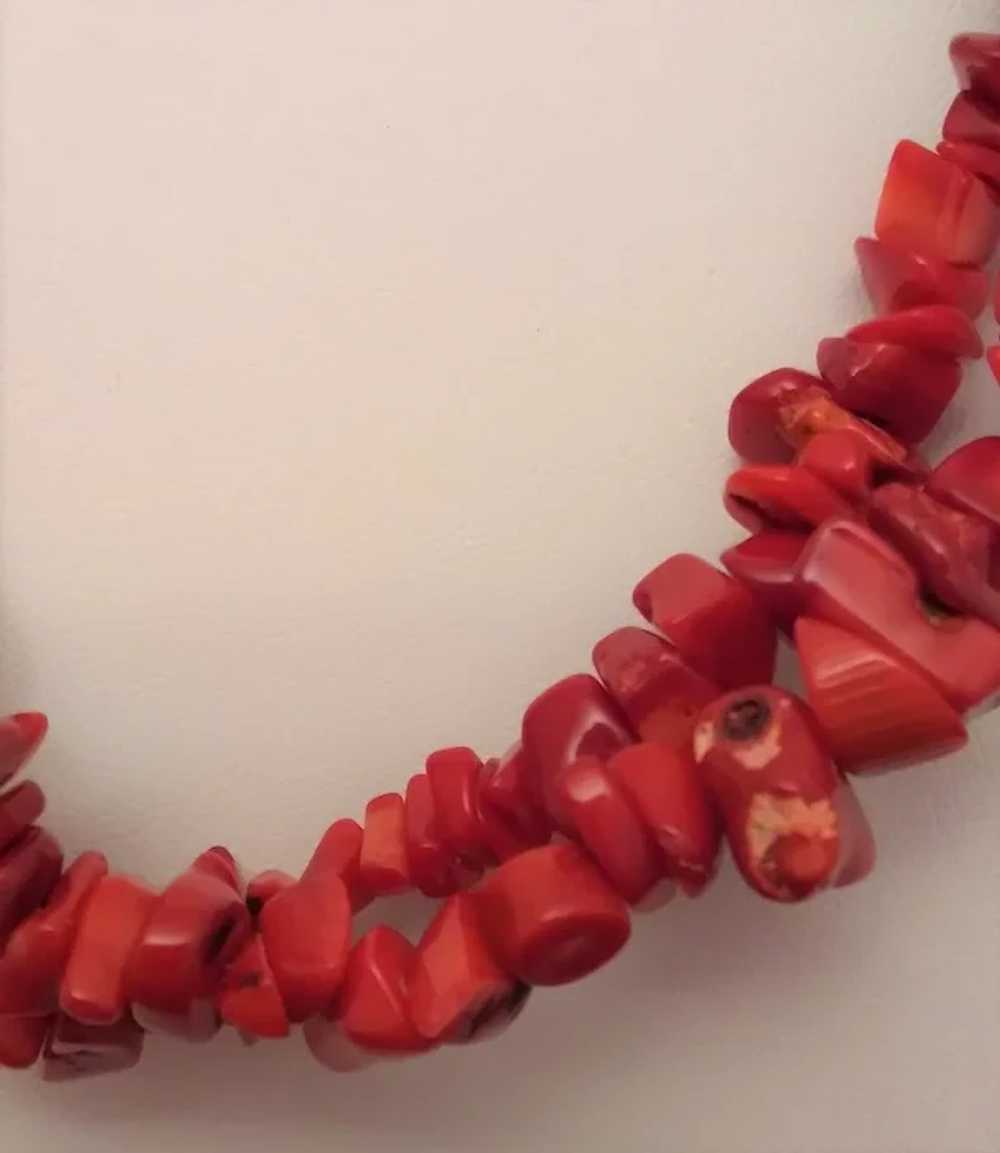 2 Strand Chunk Natural Red Coral 18" Necklace Ste… - image 2