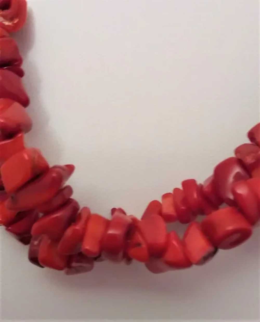 2 Strand Chunk Natural Red Coral 18" Necklace Ste… - image 5