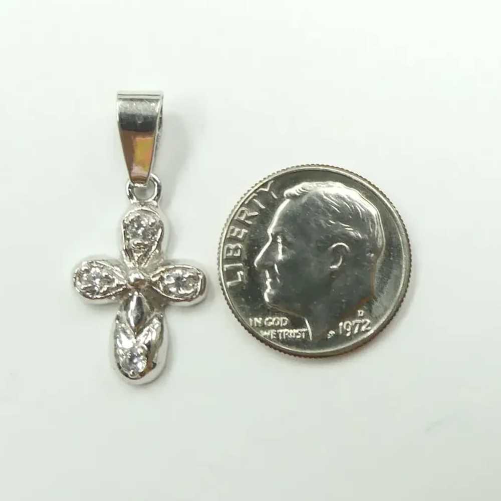 Religious .12 ctw Faux Diamond Cross Pendant 14K … - image 3