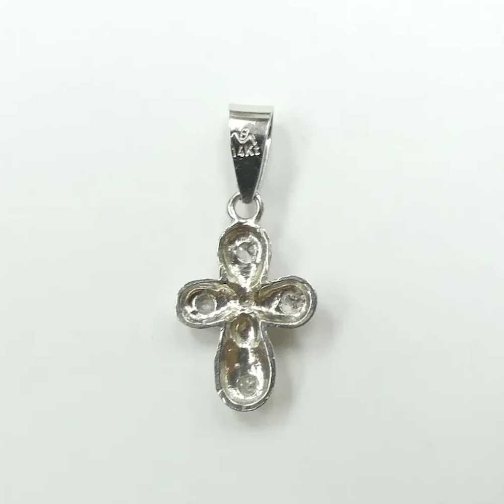 Religious .12 ctw Faux Diamond Cross Pendant 14K … - image 4