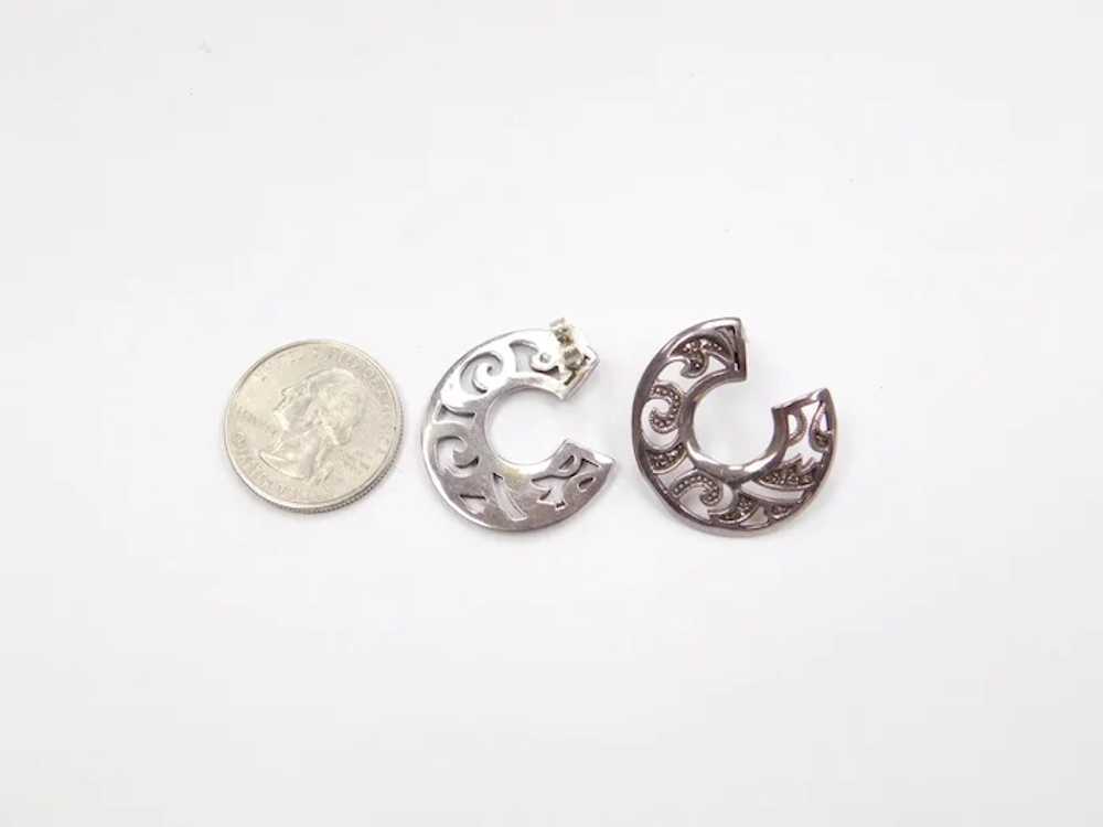 Sterling Silver Marcasite Circle Earrings - image 2