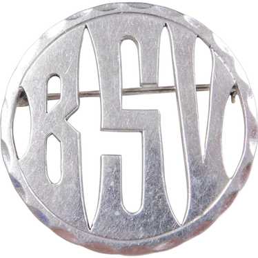 Sterling Silver BSV Monogram Pin / Brooch