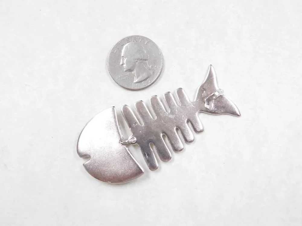 Unusual Vintage Sterling Silver Fish ~ Skeleton P… - image 2