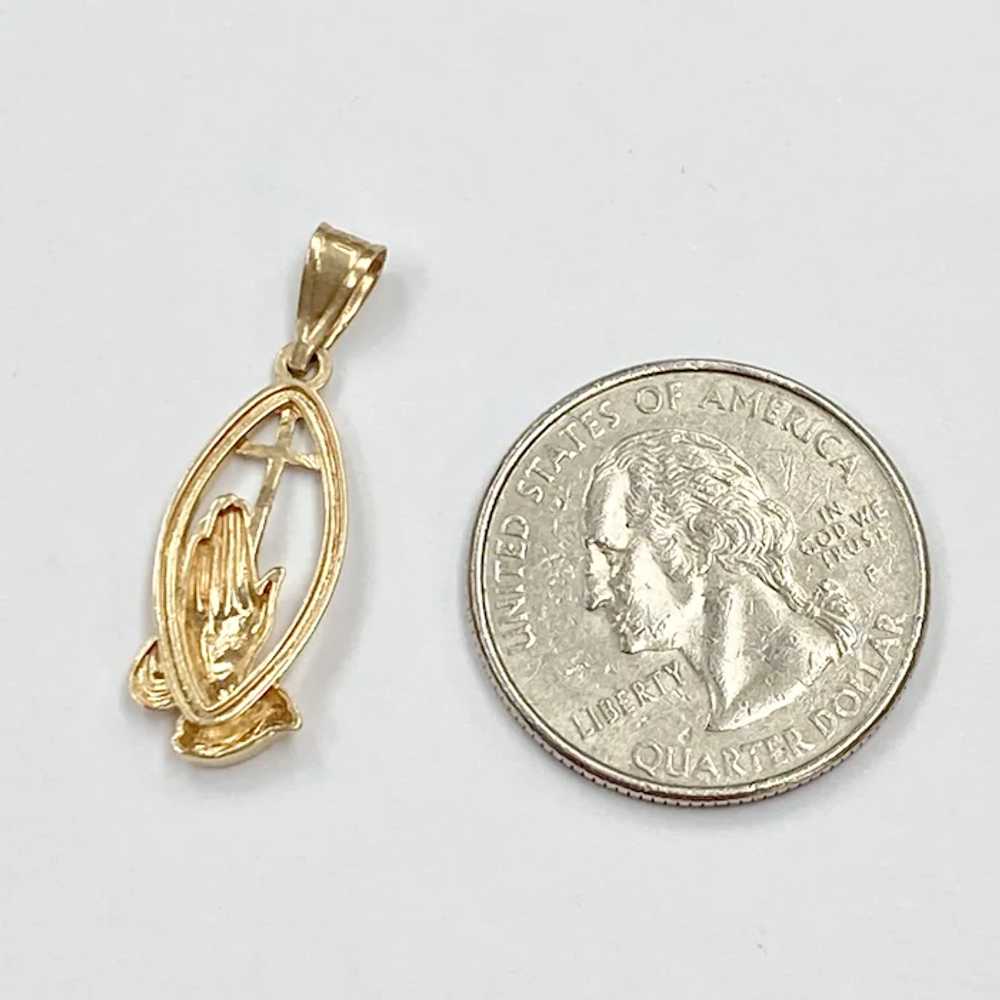 Praying Hands Vintage Charm 14K Two-Tone Gold - image 2