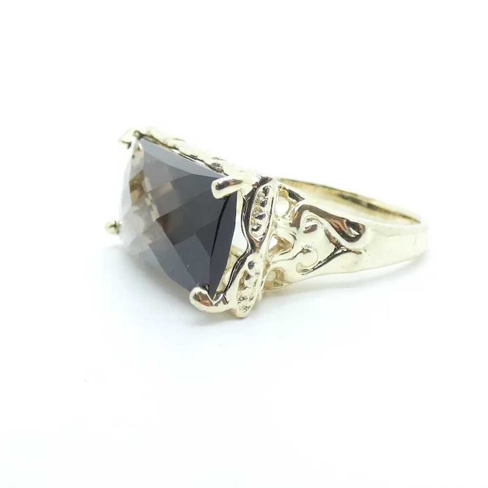 7.80 ct Checkerboard Faceted Smoky Quartz Ring 10… - image 3