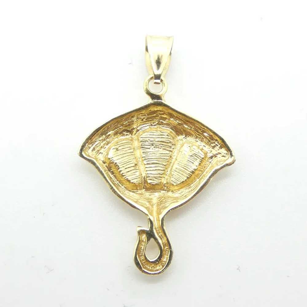 Opal Inlay Stingray Pendant 14k Yellow Gold - image 3