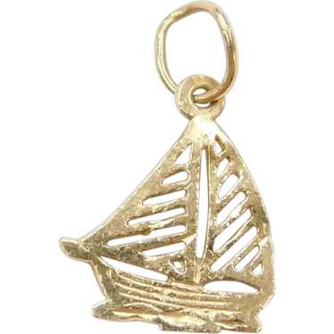 14k Gold Sail Boat Charm