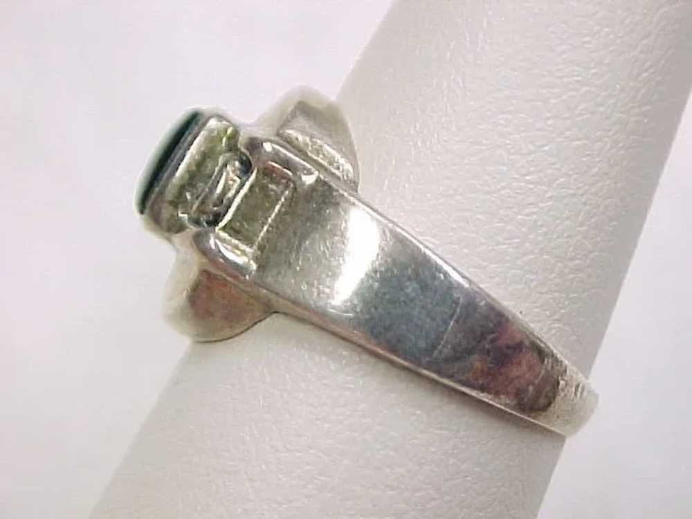 Vintage Sterling Silver Square Onyx Ring - image 2