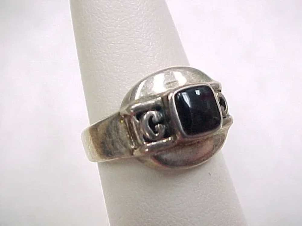 Vintage Sterling Silver Square Onyx Ring - image 7