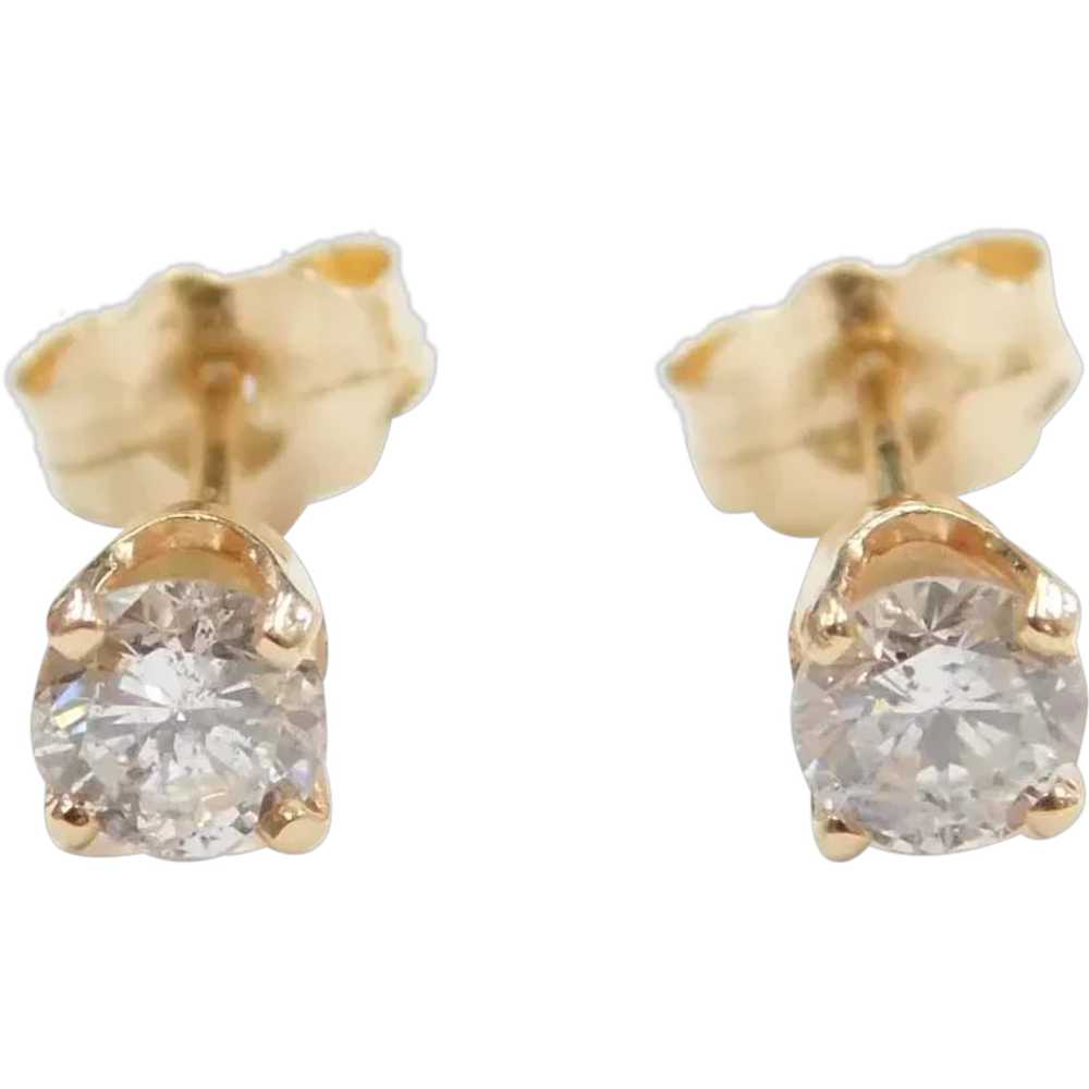 Diamond .42 ctw Stud Earrings 14k Gold - image 1