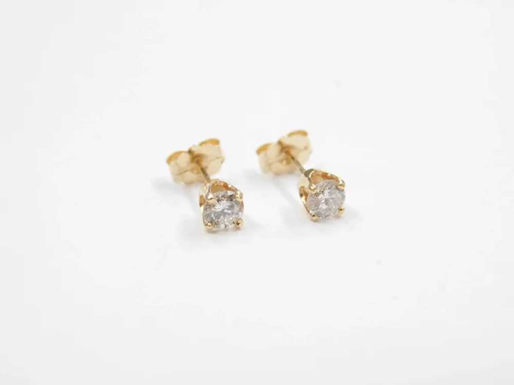 Diamond .42 ctw Stud Earrings 14k Gold - image 2