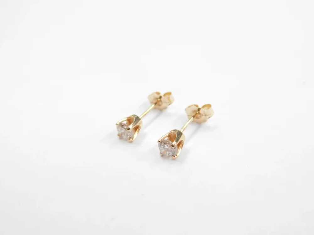 Diamond .42 ctw Stud Earrings 14k Gold - image 3