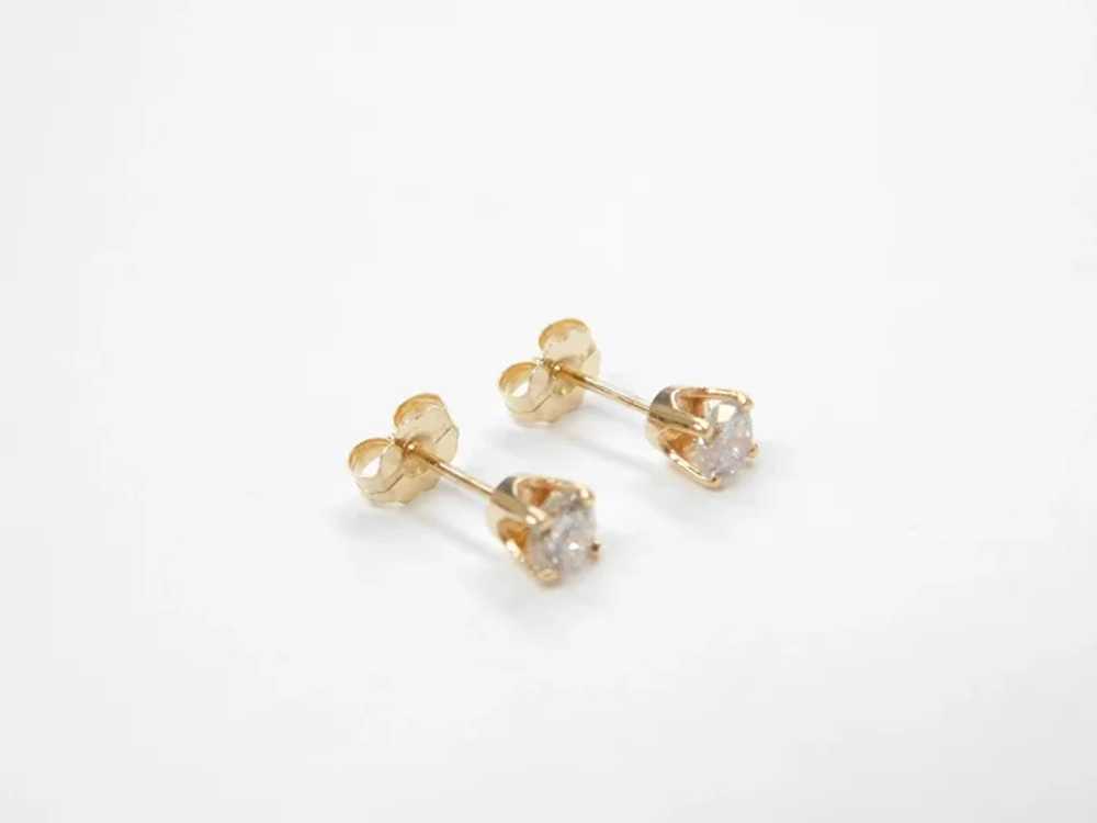 Diamond .42 ctw Stud Earrings 14k Gold - image 4