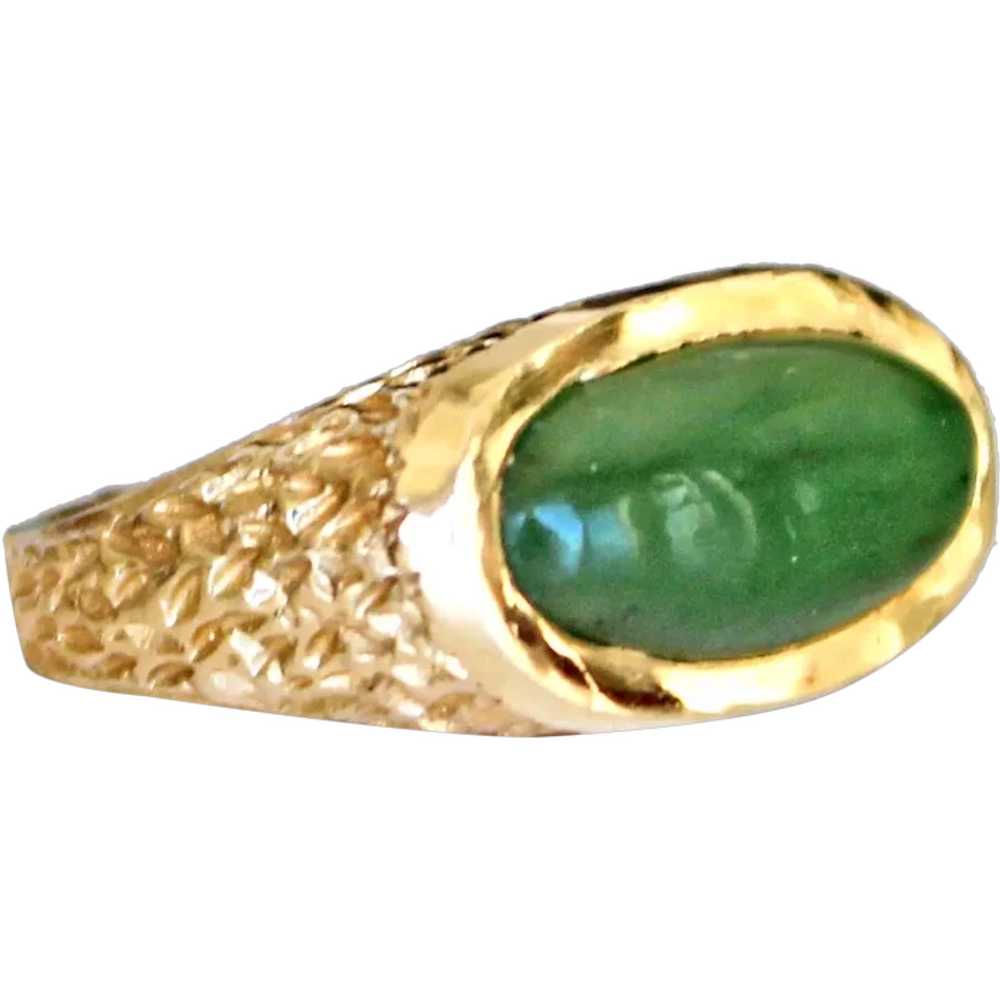 Vintage Ring Green 0nyx 14k Gold 8.5 Grams - image 1