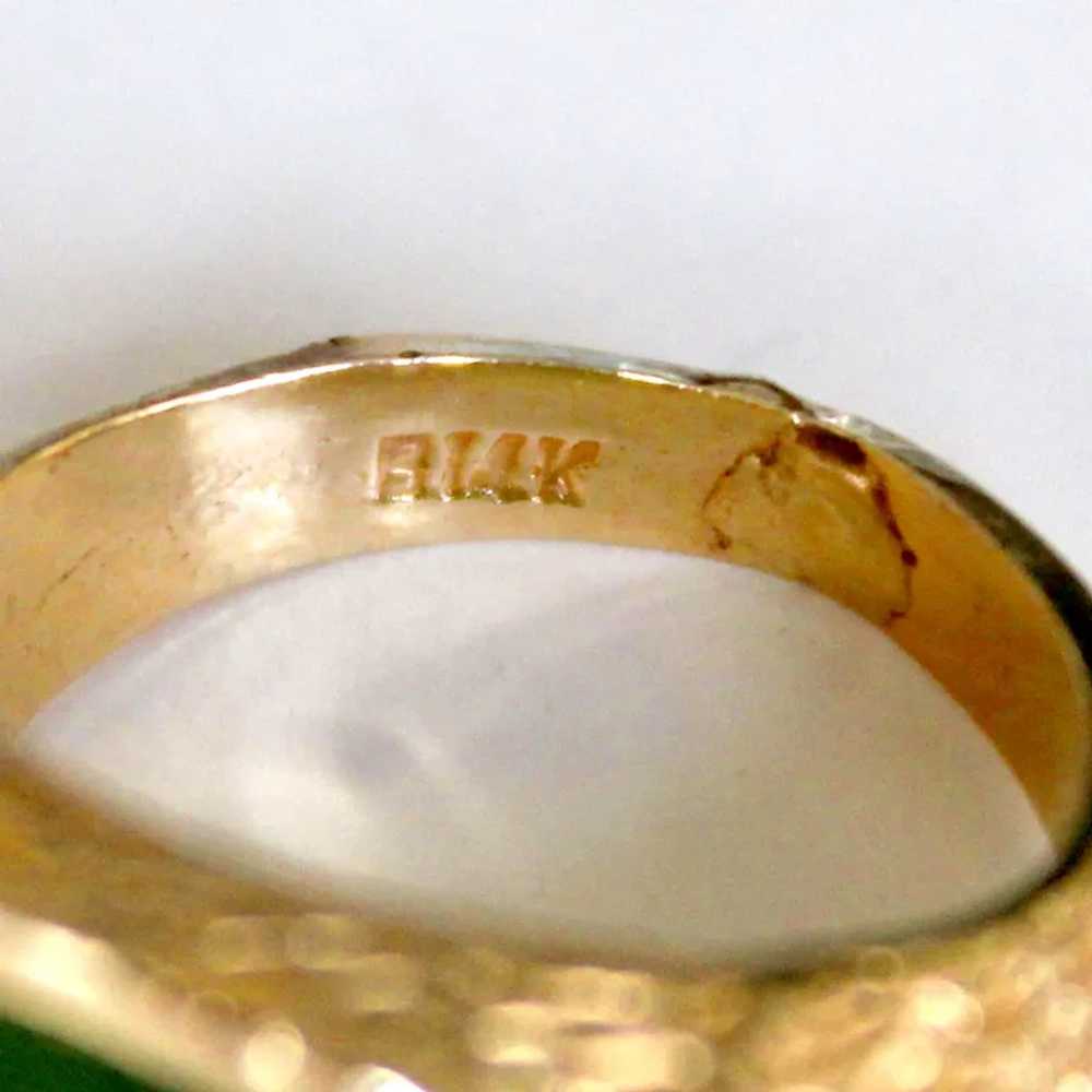 Vintage Ring Green 0nyx 14k Gold 8.5 Grams - image 8
