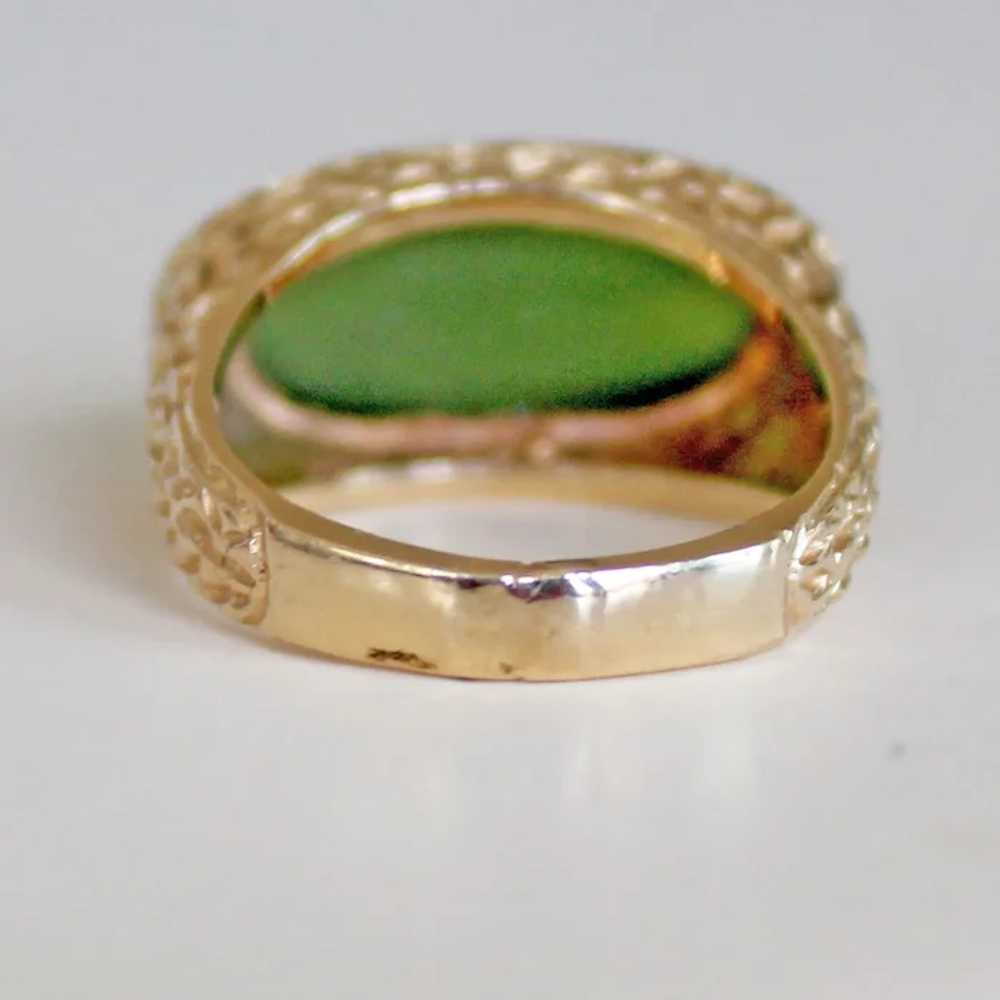 Vintage Ring Green 0nyx 14k Gold 8.5 Grams - image 9