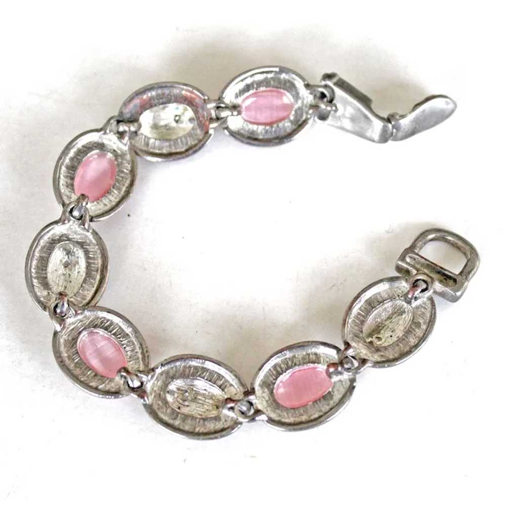 Bracelet Pink Glass Cats Eye Cabochans Oval Links - image 8