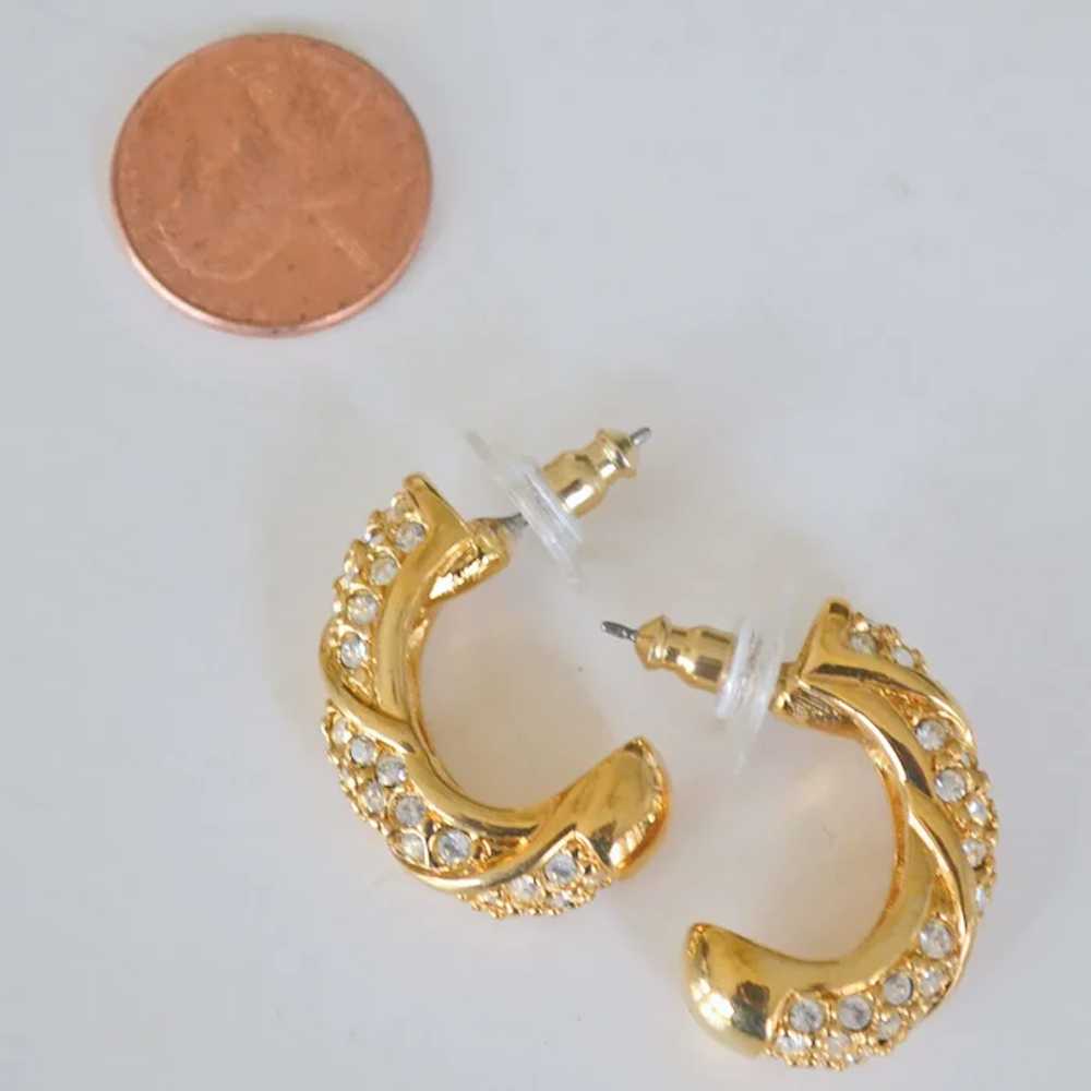 Earrings Swarovski Crystal Gold Tone Signed - image 2