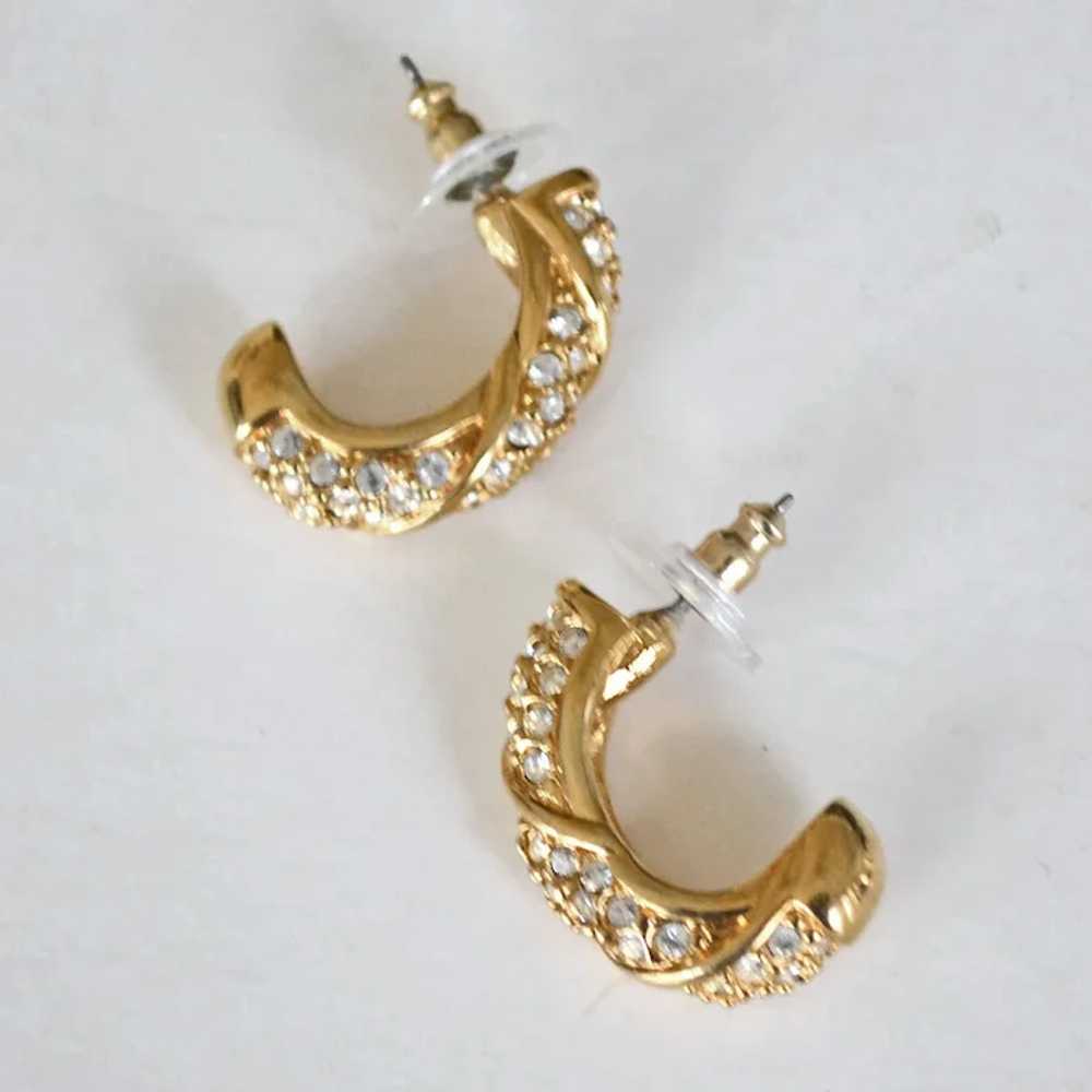 Earrings Swarovski Crystal Gold Tone Signed - image 4