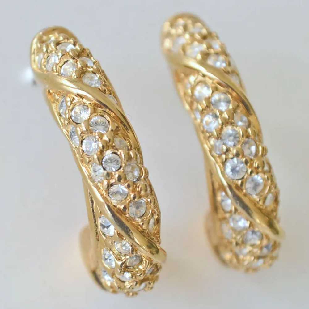 Earrings Swarovski Crystal Gold Tone Signed - image 5