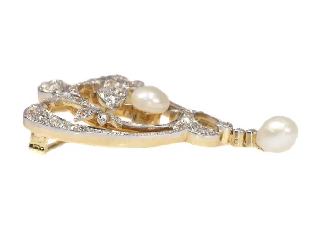 Antique Stylish Art Nouveau Diamond and Pearl Bro… - image 4