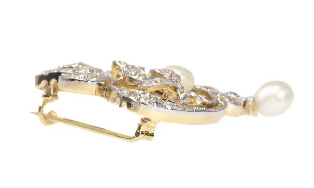 Antique Stylish Art Nouveau Diamond and Pearl Bro… - image 5
