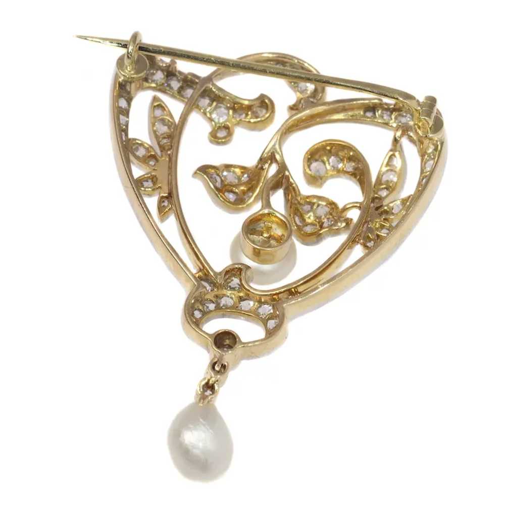 Antique Stylish Art Nouveau Diamond and Pearl Bro… - image 6