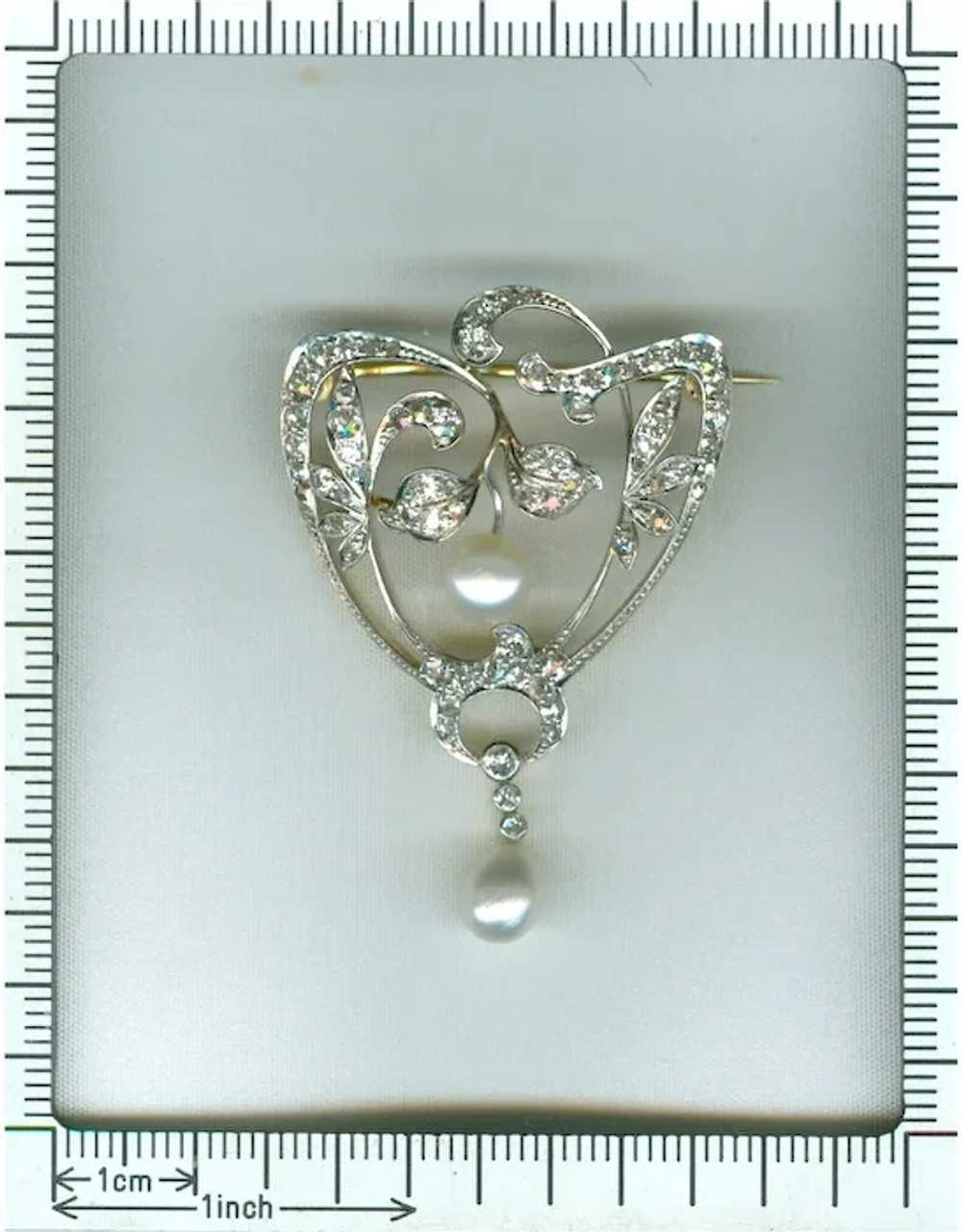 Antique Stylish Art Nouveau Diamond and Pearl Bro… - image 8