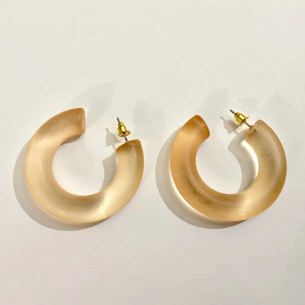 Peach Acrylic Plastic Loop Earrings For Pierced E… - image 2