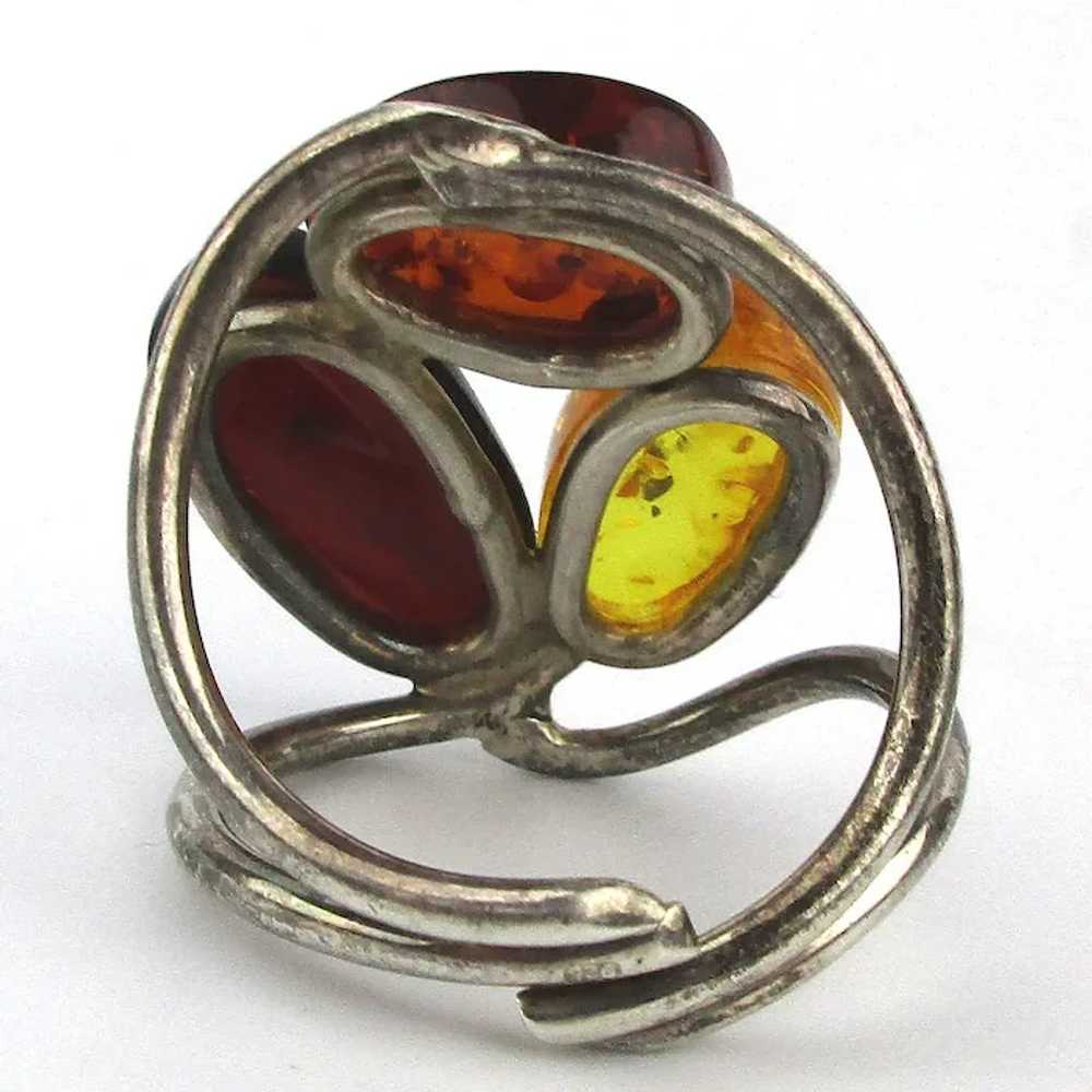 Big Sterling Silver Genuine AMBER Stone Ring - 3 … - image 4