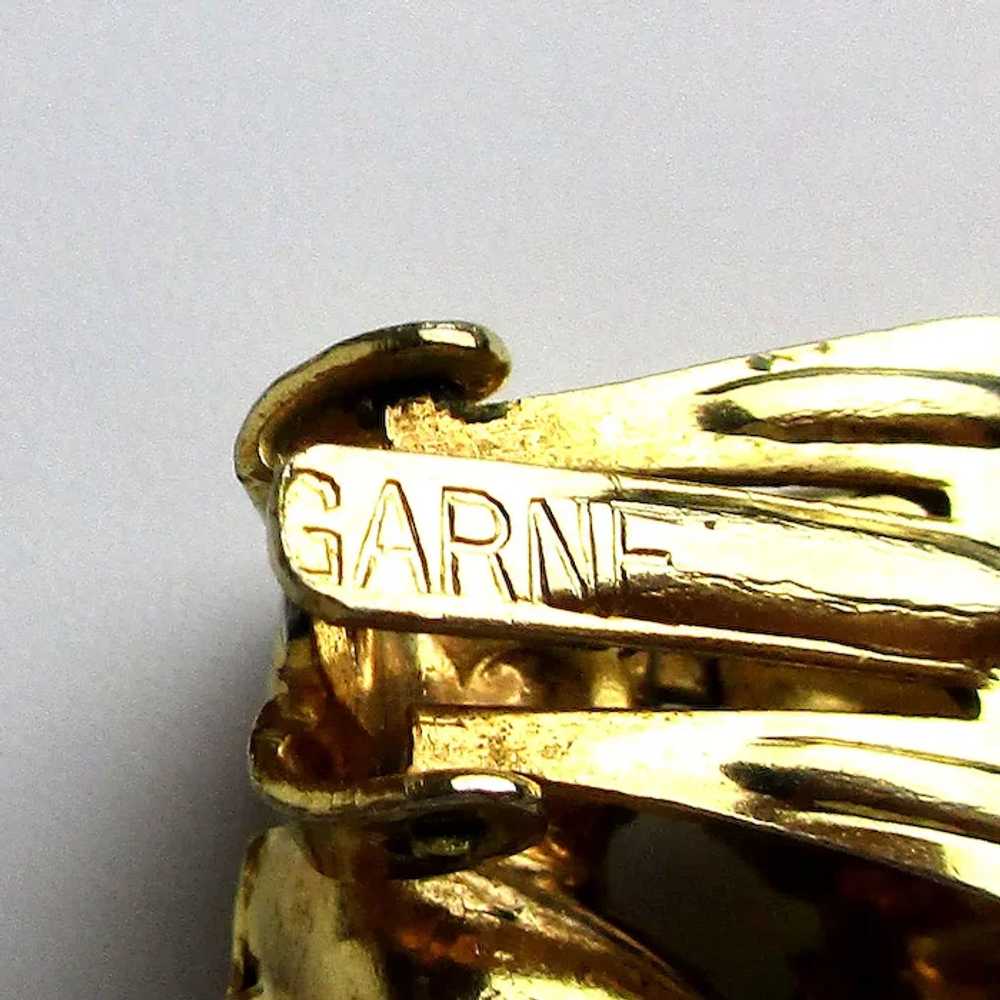 Signed GARNE Rhinestone Clip Earrings 50s Fab - image 5