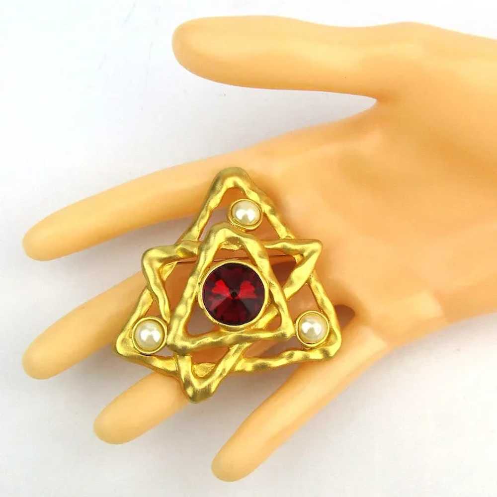 Tipsy Jeweled Star of David Pin Brooch Judaica - image 3