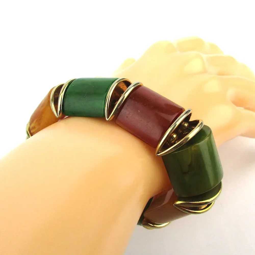Bakelite Multi-Color Chunky Bead Stretch Bracelet - image 3