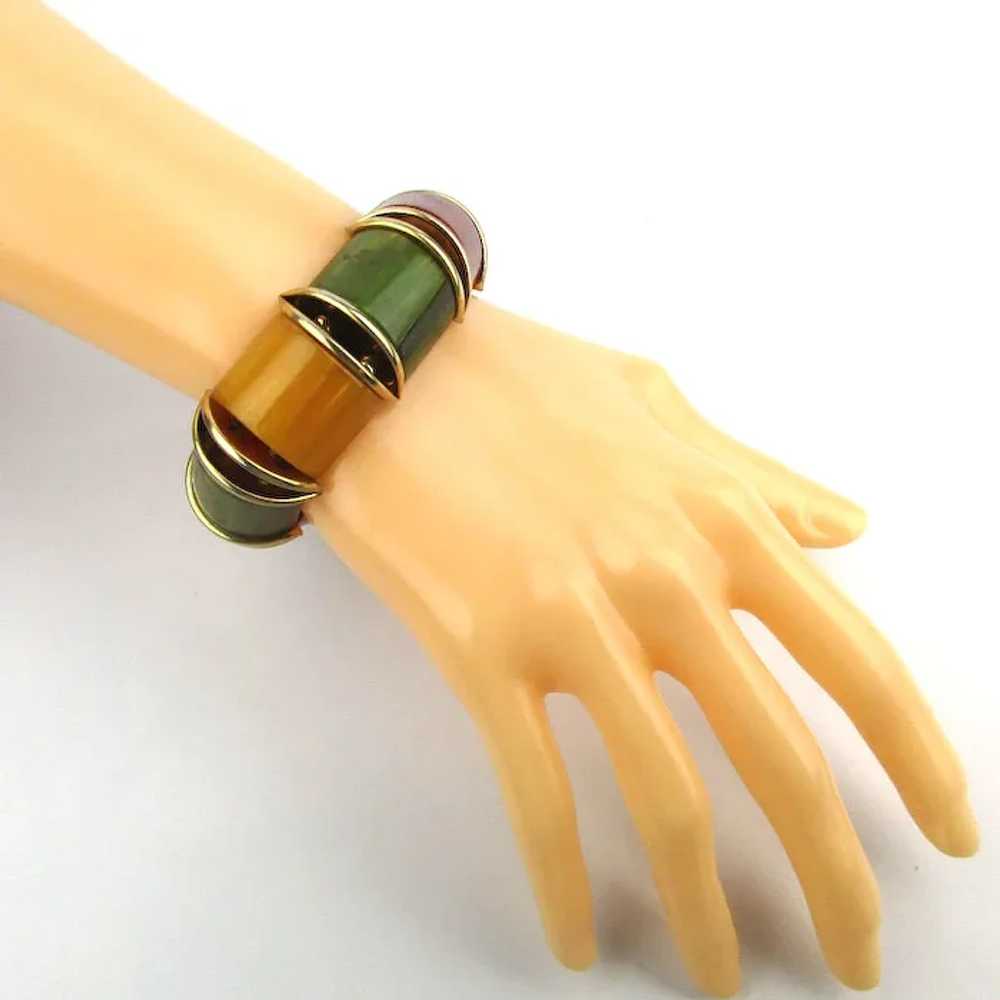Bakelite Multi-Color Chunky Bead Stretch Bracelet - image 5