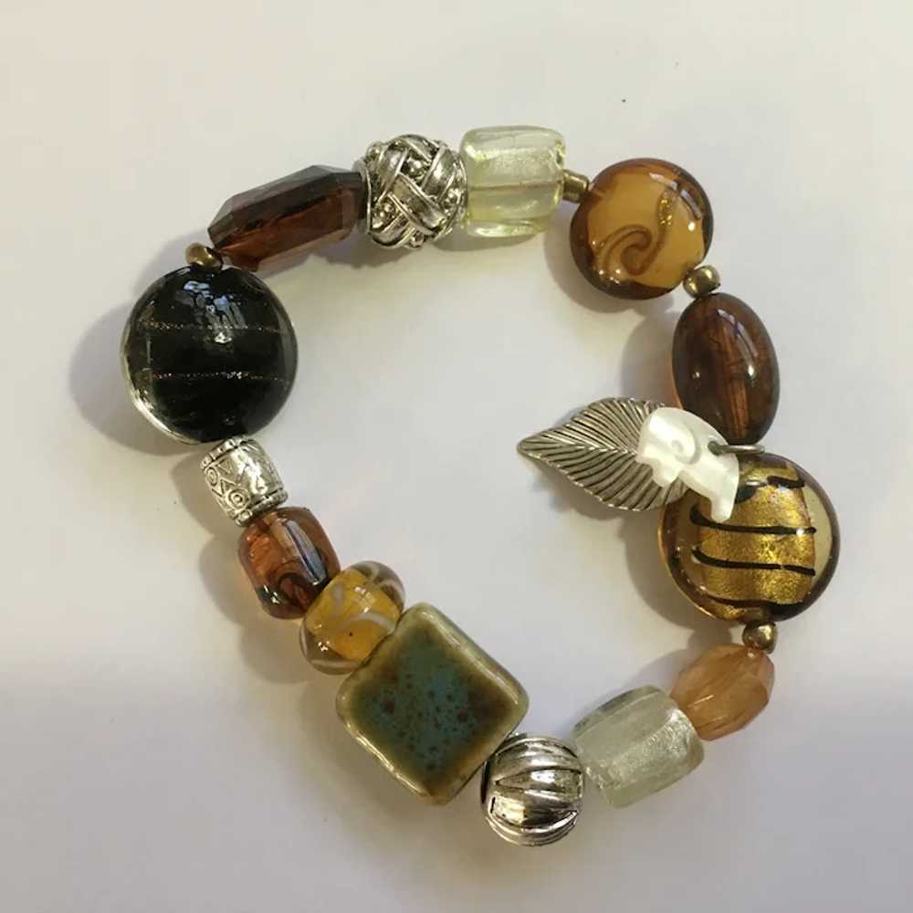 Safari Themed Black Brown Glass Beaded Bracelet - image 3