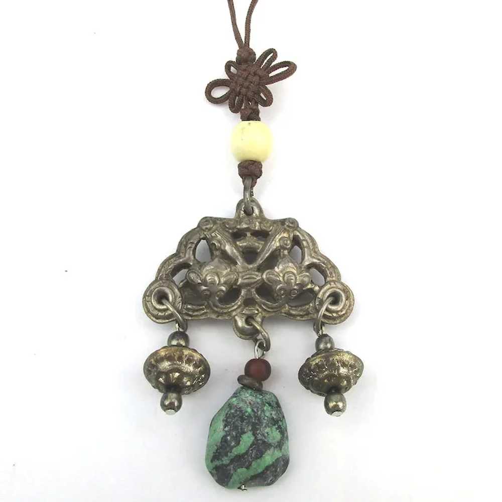 Antique Chinese Qing Dynasty 800 Silver Amulet Pe… - image 3