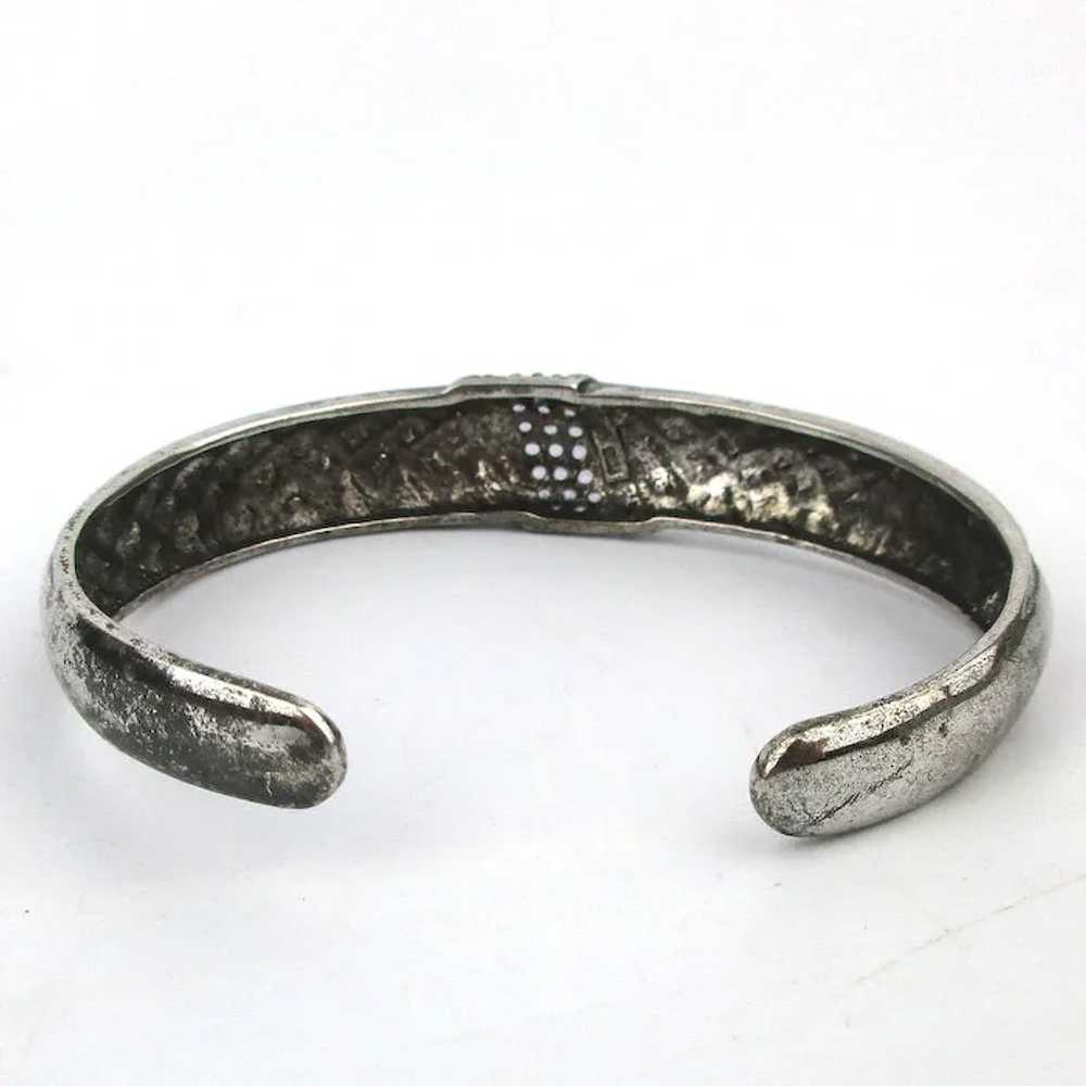 Sterling Silver Basketweave Cuff Bracelet w/ Surp… - image 5