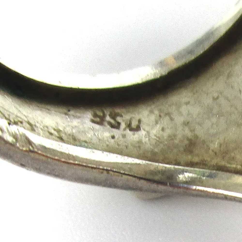 Modernist 950 Silver Wraparound Ring Hammered Ste… - image 5