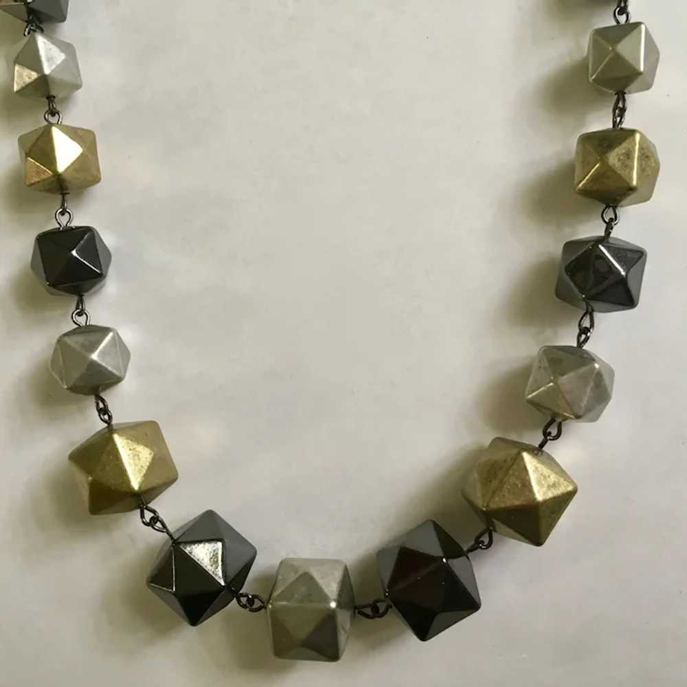 Silver-Tone, Gray and Gold-Tone Necklace - image 2