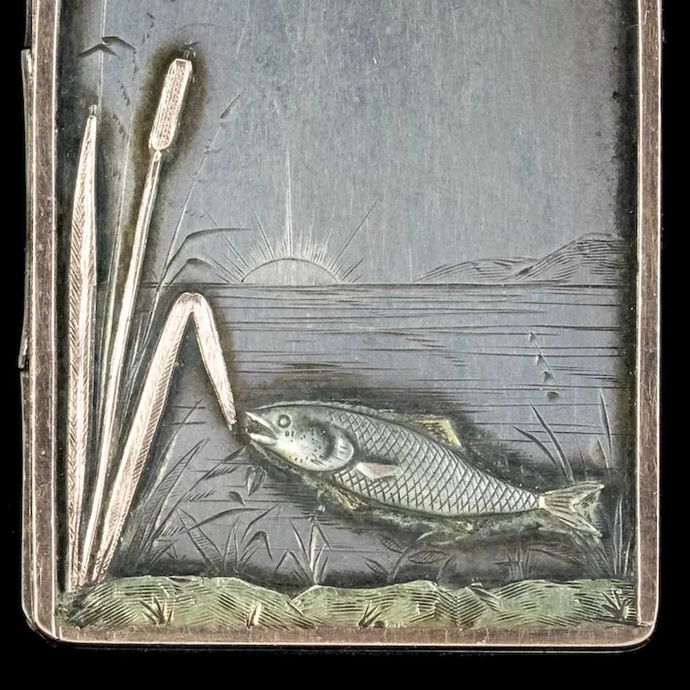 Antique Victorian Silver Fish Locket Pendant Circ… - image 7