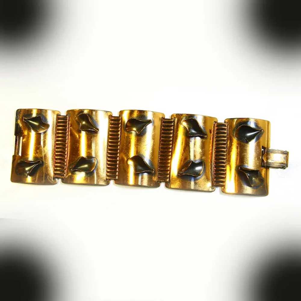 Copper Panel Bracelet -- Chunky -- Mid-Century Mo… - image 1