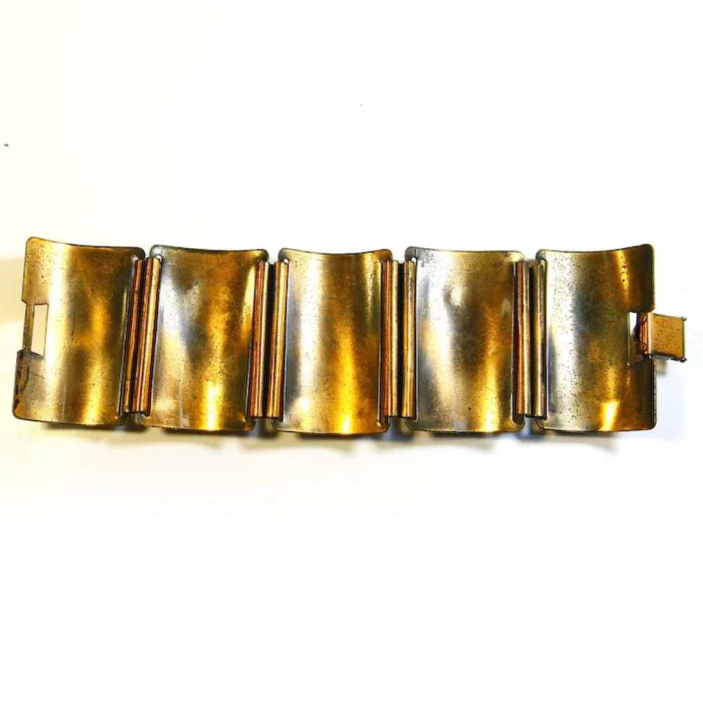 Copper Panel Bracelet -- Chunky -- Mid-Century Mo… - image 3