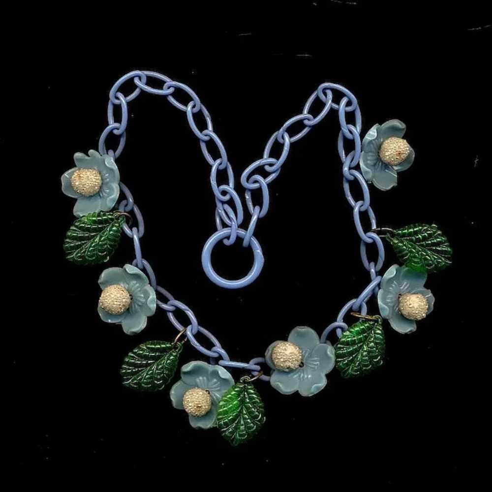 Vintage 1930s Celluloid Flower Charms Necklace - image 2