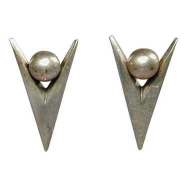 Signed Modernist Sterling Silver Earrings JANIYE - image 1