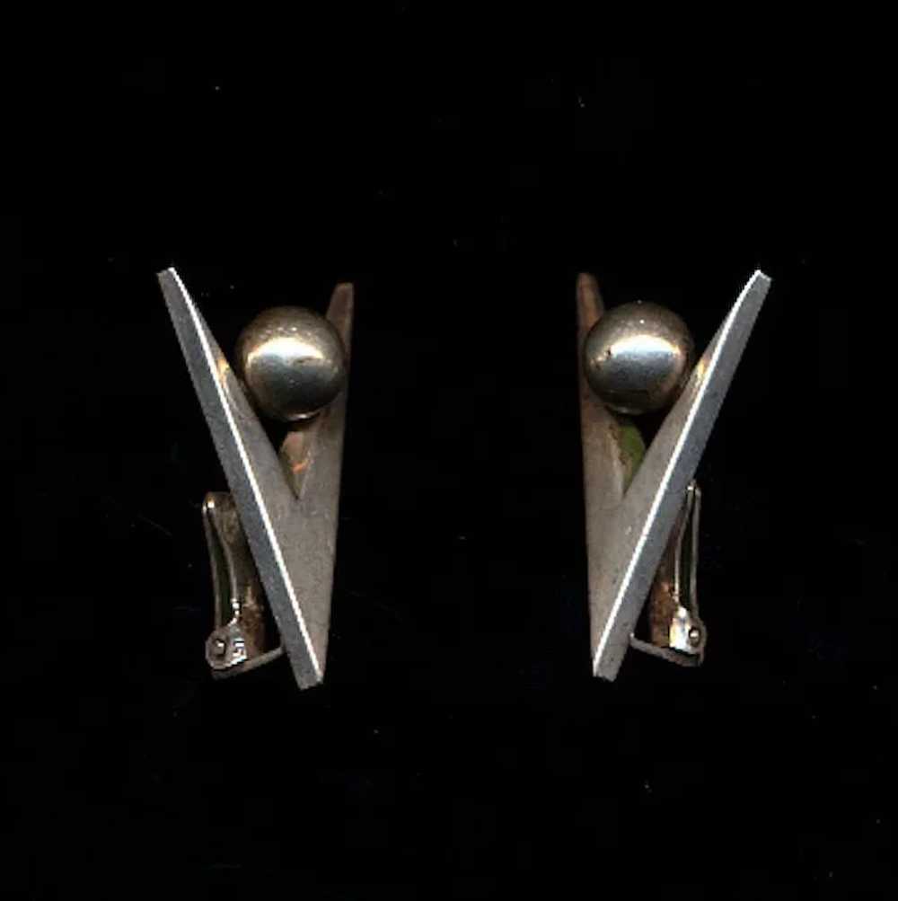 Signed Modernist Sterling Silver Earrings JANIYE - image 2